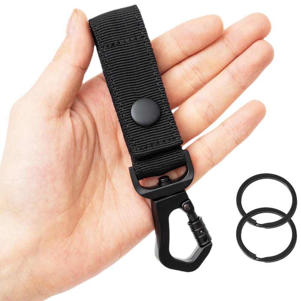 VEPKOIT Duty Belt Key Holder, Heavy Duty Molle Key Holder with Key Rings, Tactical Duty Belt Accessories Belt Clip Keychain (Black, 3 inch)
