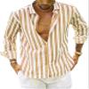 Men's Summer Casual Stylish Shirt Long Sleeve Button Down Shirts Fashion Business Striped Dress Shirts (Yellow,3X-Large) view 1