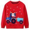 Bumeex Toddler Boy Christmas Sweatshirt Long Sleeve Shirt Outfits Fall Winter Cute Pullover Sweater Top Clothing Clothes Red Santa and Tractor 4t view 1