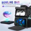 LOINTET Bowling Ball Bag, Single Bowling Backpack with Shoe Totes Bag Up to Size 16, Padded Ball Holder, Accessories Gifts for Lovers/Player, Black view 3