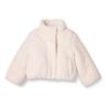 Amazon Essentials Girls' Cropped Full-Zip Puffer Jacket, Sherpa Fleece, Light Beige, X-Small view 1
