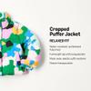 Amazon Essentials Girls' Cropped Full-Zip Puffer Jacket (Quilted Matte or Sherpa Fleece), Geo Camo, Small view 2