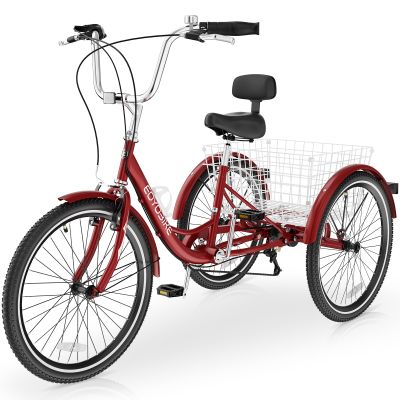 Slsy Adult Tricycles 7 Speed, Adult Trikes 20/24/26 inch 3 Wheel Bikes, Three-Wheeled Bicycles Cruise Trike with Shopping Basket for Seniors, Women, Men