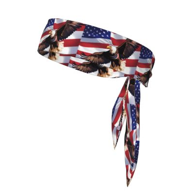 WZYWHJ USA Patriotic Eagle with American Flag Prints Headbands,Sports Head Tie,Headband for Men and Women,Hair Band for Running Workout Football, Black