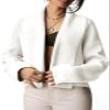 Saodimallsu Womens Cropped Cardigan Open Front Shawl 2026 Fall Trendy Long Sleeve Sweater Jacket White view 1