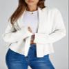 Saodimallsu Womens Cropped Cardigan Open Front Shawl 2026 Fall Trendy Long Sleeve Sweater Jacket White view 2