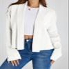 Saodimallsu Womens Cropped Cardigan Open Front Shawl 2026 Fall Trendy Long Sleeve Sweater Jacket White view 3