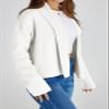 Saodimallsu Womens Cropped Cardigan Open Front Shawl 2026 Fall Trendy Long Sleeve Sweater Jacket White view 4