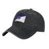 Long Beach, New York Flag Large Trucker Hat for Men Women Denim Baseball Cap Dad Hat Golf Hats view 1