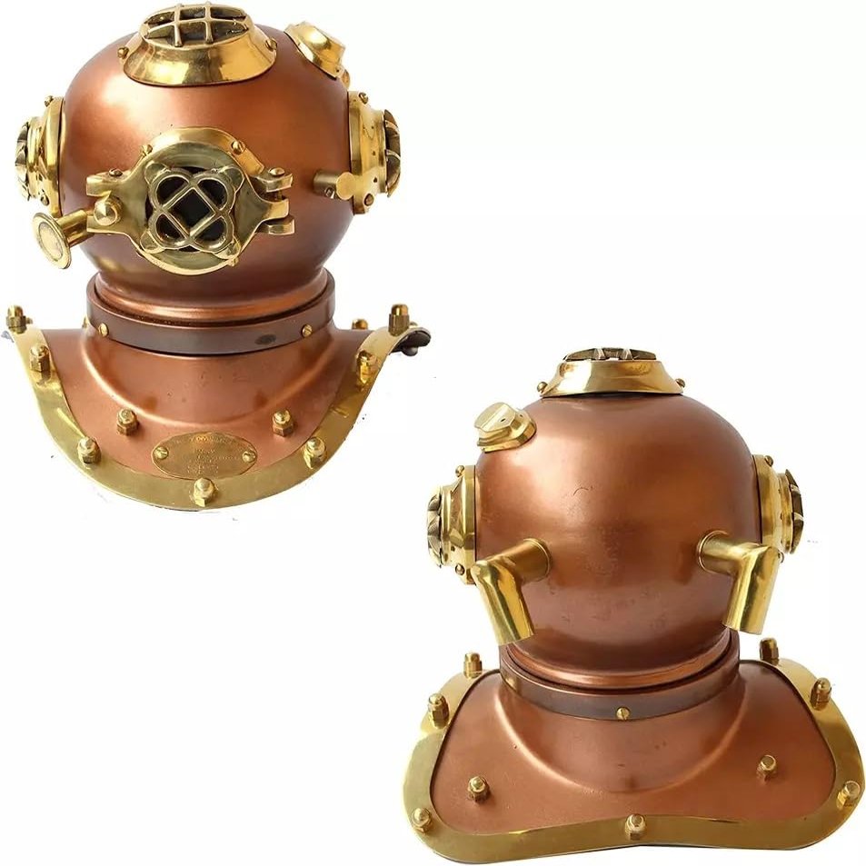 NineFit Basics Mini diving helmet 8"" divers Marine scuba helmet show case item copper finish nautical gift item