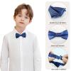 Chanseen Navy Blue Bow Tie and Pocket Square for Boys Kids Pre Tied Adjustable Bowtie Handkerchief Set for Party Wedding Formal Costume Accessories (Navy) view 3