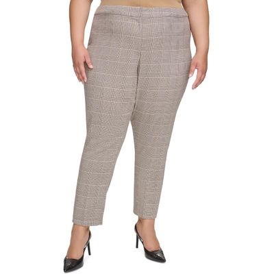Calvin Klein Womens Plus High Rise Stretch Ankle Pants Tan 14W