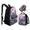HUGS IDEA French Bulldog Floral Print 3 Pieces Backpack+Insulated Lunch Box+Pencil Bag School Bags Set Bookbags for Kids Back to School view 2