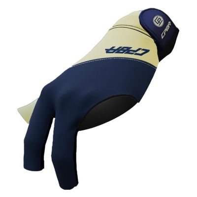 CPBA Professional Billiards Glove (Yellow/Blue, Large, Left hand Open Finger)