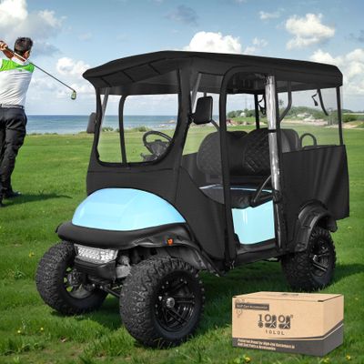 10L0L 4-Passenger Golf Cart Enclosure for Club Car Precedent/Onward/Tempo - with Extended 94.5" Roof, 600D Cover, Clear Windows | Waterproof, Windproof & Snowproof Full Enclosure