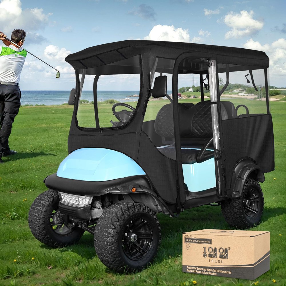 10L0L 4-Passenger Golf Cart Enclosure for Club Car Precedent/Onward/Tempo - with Extended 94.5" Roof, 600D Cover, Clear Windows | Waterproof, Windproof & Snowproof Full Enclosure