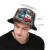 Adult Sun Protection Bucket Hat Stand-with-Texas Men Outdoor Boonie Hat Women Sunshade Fisherman Hat Black view 2