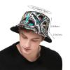 Adult Sun Protection Bucket Hat Shark-Open-Mouth-Doodle Men Outdoor Boonie Hat Women Sunshade Fisherman Hat Black view 2