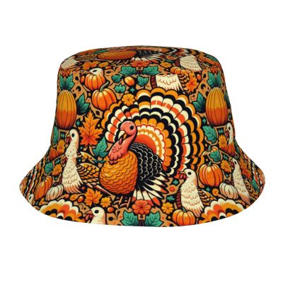 Adult Sun Protection Bucket Hat Turkey-Pumpkin-Orange-Thanksgiving Men Outdoor Boonie Hat Women Sunshade Fisherman Hat
