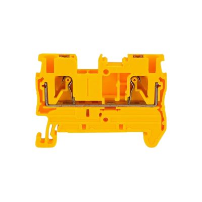10Pcs Din Rail Terminal Block PT-2.5 Push in Terminal Connector Spring Screwless Electrical Wire Conductor Terminal Block PT2.5(Yellow)
