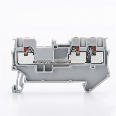 DWFSKZKV Din Rail Terminal Blocks PT 1.5-Twin 3 Conductors Push in Spring Screwless Feed Through Wire Conductor 10pcs(Gray)