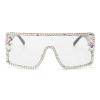 COTIA Oversized Diamond Rhinestone Sunglasses Womens One Piece Shield Goggle Fashion Punk Square Sun Glasses W37 (clear) view 1