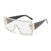 COTIA Oversized Diamond Rhinestone Sunglasses Womens One Piece Shield Goggle Fashion Punk Square Sun Glasses W37 (clear) view 2