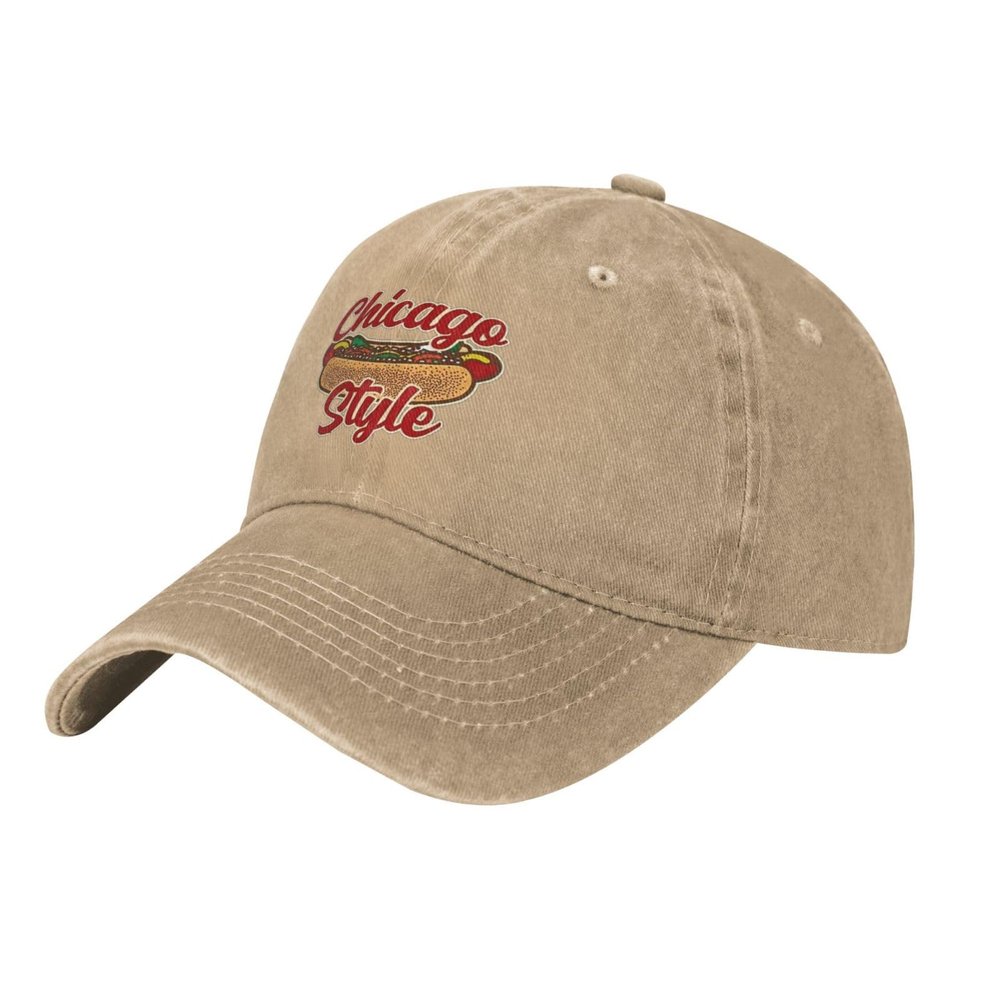 AIZBEGDLU Unisex Cowboy Baseball Cap Chicago Style Hot Dog Adjustable Trucker Cap Baseball Cap Natural