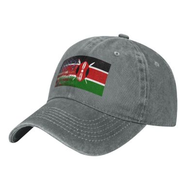 AIZBEGDLU Unisex Cowboy Baseball Cap Retro American Kenya Flag Adjustable Trucker Cap Baseball Cap Gray