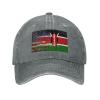 AIZBEGDLU Unisex Cowboy Baseball Cap Retro American Kenya Flag Adjustable Trucker Cap Baseball Cap Gray view 2