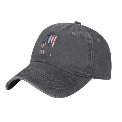 AIZBEGDLU Unisex Cowboy Baseball Cap German Shepherd American Flag Adjustable Trucker Cap Baseball Cap Deep Heather
