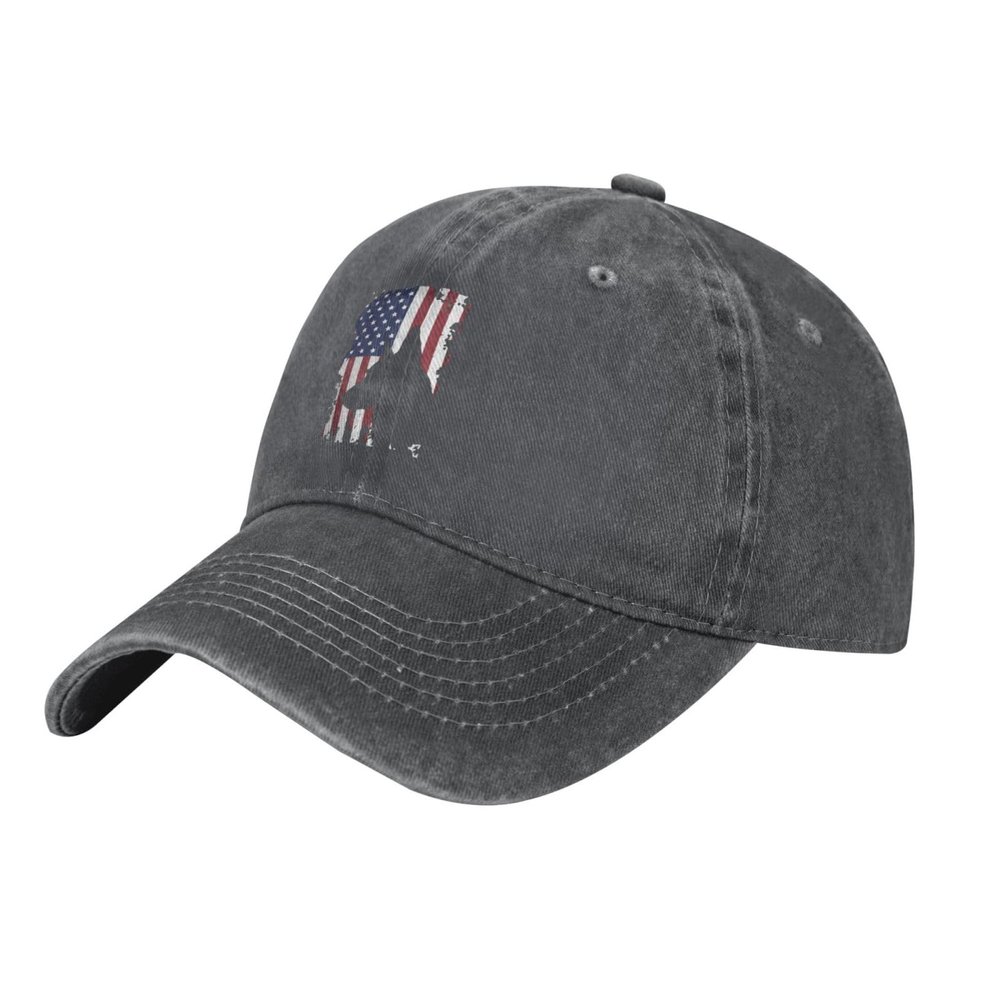 AIZBEGDLU Unisex Cowboy Baseball Cap German Shepherd American Flag Adjustable Trucker Cap Baseball Cap Deep Heather