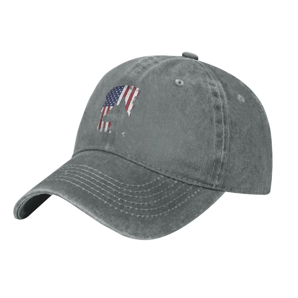 AIZBEGDLU Unisex Cowboy Baseball Cap German Shepherd American Flag Adjustable Trucker Cap Baseball Cap Gray