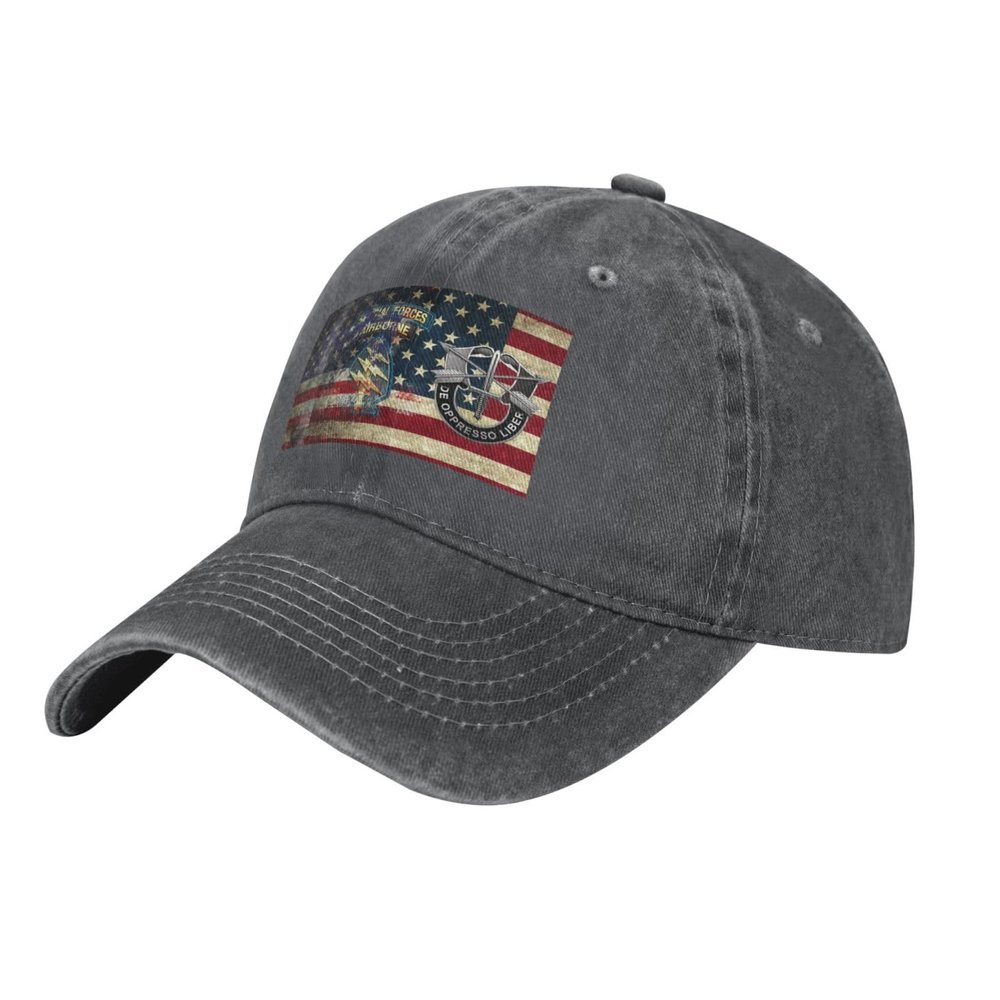 AIZBEGDLU Unisex Cowboy Baseball Cap Army Special Forces Retro American Flag Adjustable Trucker Cap Baseball Cap, Deep Heather