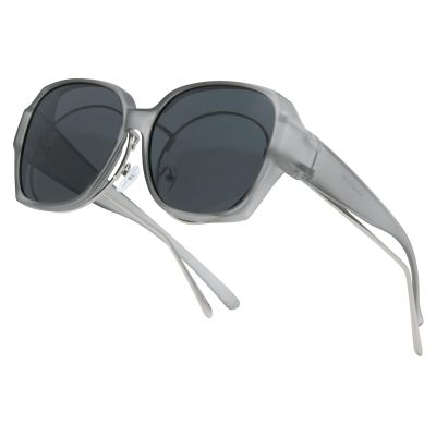 Long Keeper Over Glasses Sunglasses Women Polarized Sunglasses Over Prescription Glasses Square Wear Over Driving Sunglasses (Clear Grey Black Grey)