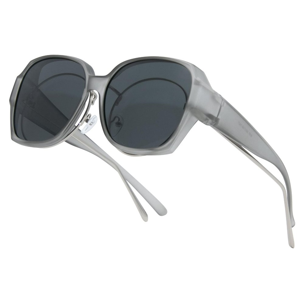 Long Keeper Over Glasses Sunglasses Women Polarized Sunglasses Over Prescription Glasses Square Wear Over Driving Sunglasses (Clear Grey Black Grey)