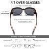 Long Keeper Over Glasses Sunglasses Women Polarized Sunglasses Over Prescription Glasses Square Wear Over Driving Sunglasses (Clear Grey Black Grey) view 3
