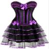 ADELCE Women's Burlesque Corset Body Shape Bustier Top Party Showgirl Corsets with Tutu Skirt Purple 7XL view 1
