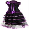 ADELCE Women's Burlesque Corset Body Shape Bustier Top Party Showgirl Corsets with Tutu Skirt Purple 7XL view 3