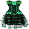 ADELCE Women's Burlesque Corset Body Shape Bustier Top Party Showgirl Corsets with Tutu Skirt Green XS view 1