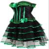 ADELCE Women's Burlesque Corset Body Shape Bustier Top Party Showgirl Corsets with Tutu Skirt Green XS view 3