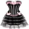 ADELCE Women's Burlesque Corset Body Shape Bustier Top Party Showgirl Corsets with Tutu Skirt Pink S view 1