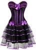 ADELCE Women's Burlesque Corset Body Shape Bustier Top Party Showgirl Corsets with Tutu Skirt Purple 2XL view 1