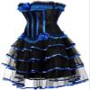 ADELCE Women's Burlesque Corset Body Shape Bustier Top Party Showgirl Corsets with Tutu Skirt Blue XL view 3