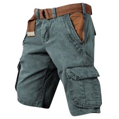 Herren Amerikanische Flagge Print OutdoorFrachtshorts Sommer Mehrfach Lose Sportshorts Ohne Blet (Dark Green, XXXXXL)