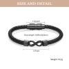 XSMZB Infinity Cremation Jewelry Urn Bracelet for Ashes Braided Leather Keepsake Bracelet for Men for Women Memorial Cuff Bangle Hold Ashes(Black 22cm) view 2