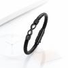 XSMZB Infinity Cremation Jewelry Urn Bracelet for Ashes Braided Leather Keepsake Bracelet for Men for Women Memorial Cuff Bangle Hold Ashes(Black 22cm) view 3