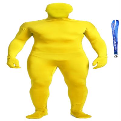 Full Bodysuit With Zipper Helper Unisex Spandex Stretch Adult Costume Zentai Disappearing Man Body Suit (Yellow Color, Large)