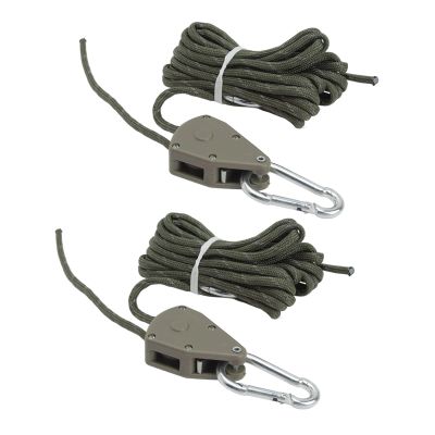 2Pcs Camping Rope Pulley Tent Adjustable Wind Cord Outdoor Tent Rope with Pulley Canopy Quick Setup Camping Rope 4m (OD Green)