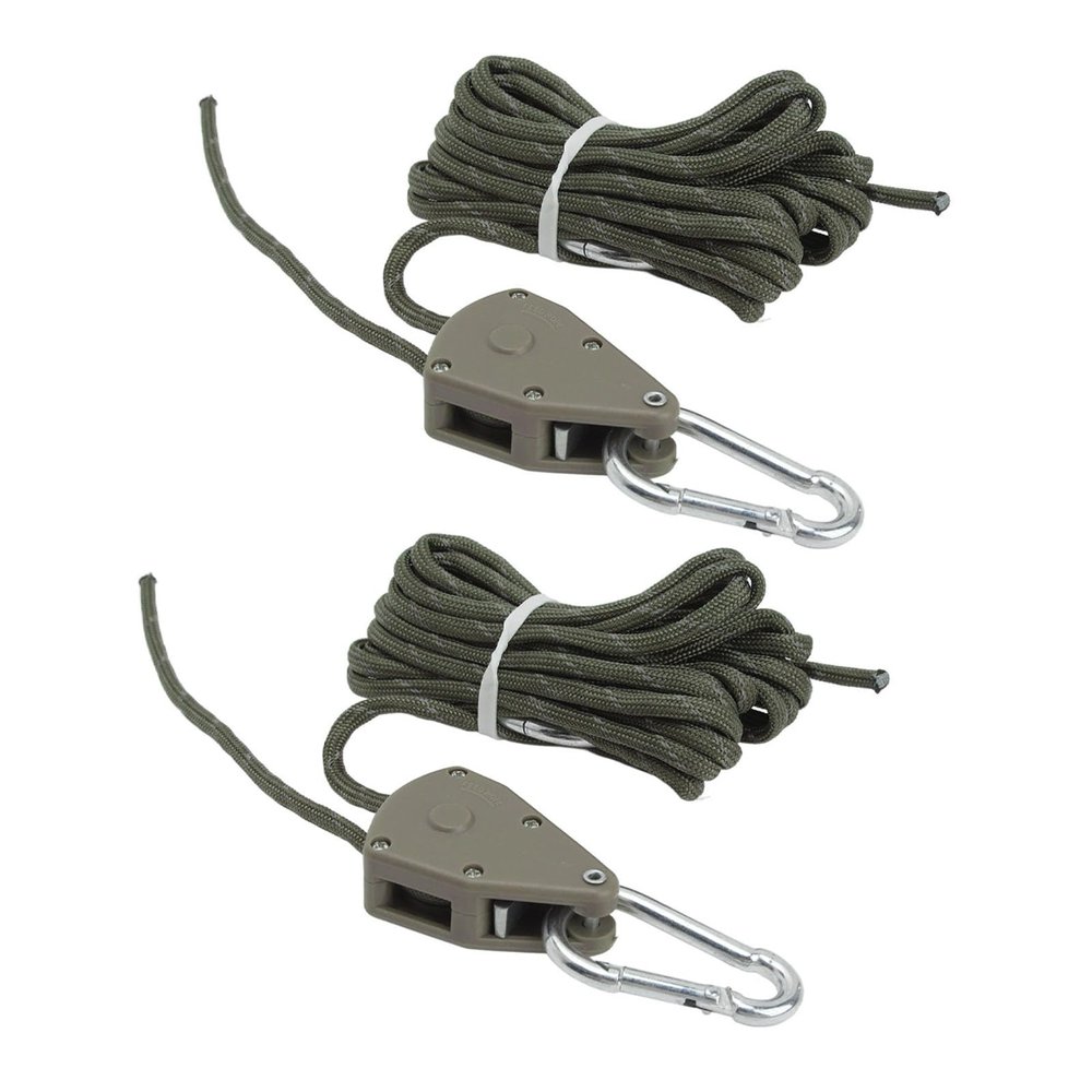 2Pcs Camping Rope Pulley Tent Adjustable Wind Cord Outdoor Tent Rope with Pulley Canopy Quick Setup Camping Rope 4m (OD Green)